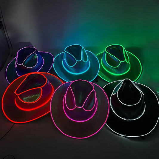 Alpha 55 Accessoire déguisement Chapeau de Cowboy Lumineux LED – Coloris Assortis