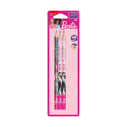 Alpha 55 Maped, 6 crayons à papier HB "design Barbie"