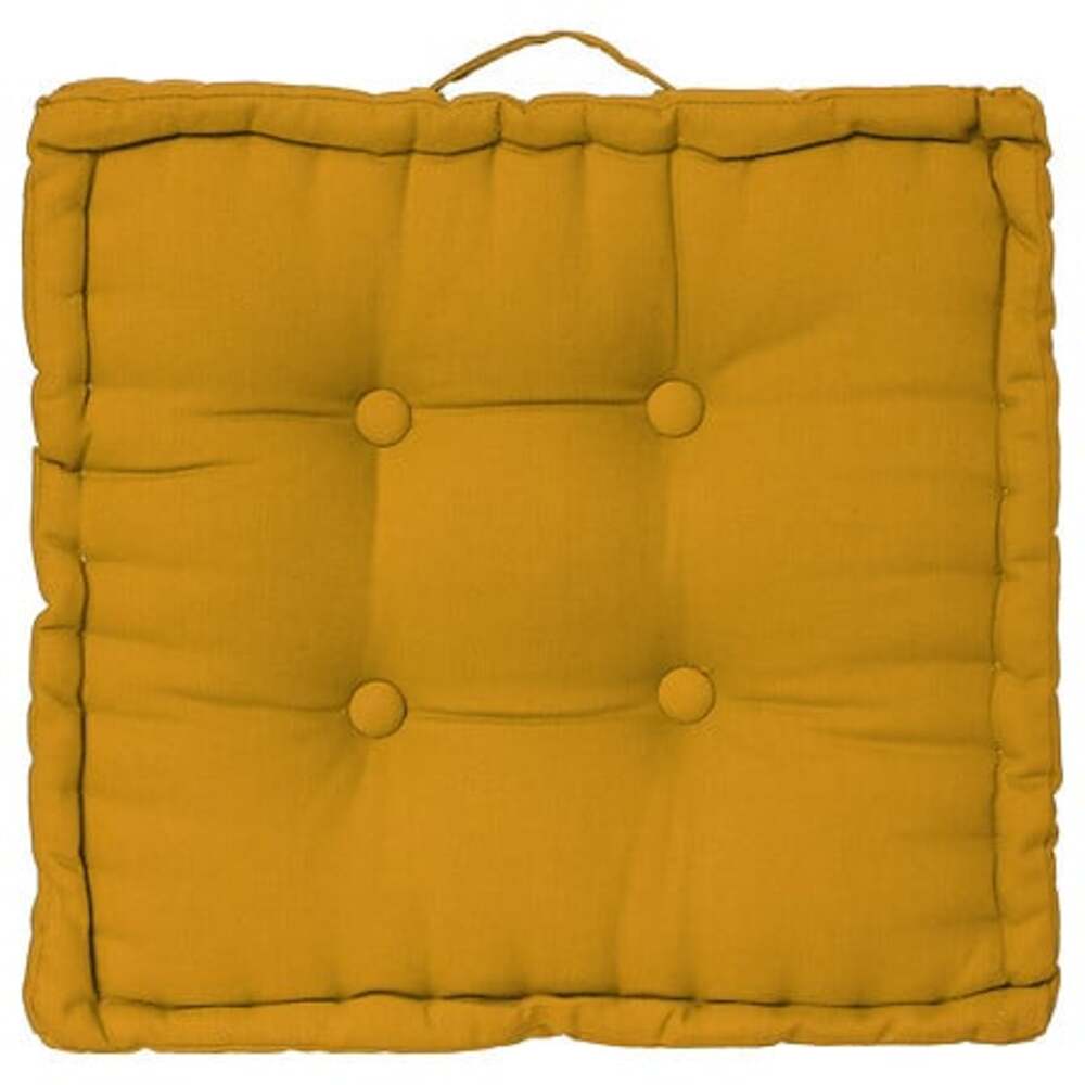 Alpha 55 Ocre Coussin de sol carré en coton