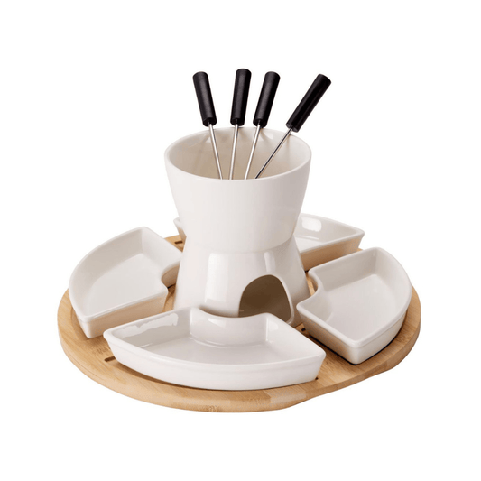 Alpha 55 Service à Fondue Porcelaine 11 Pièces Blanc